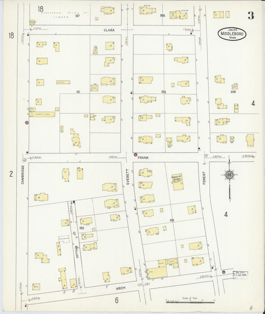 Sanborn Fire Insurance Map from Middleboro, Plymouth County, Massachusetts (1912), Sheet #0003 - Historic Sanborn Fire Insurance Map Print, vintage old map wall art, antique decor, genealogy gift, Massachusetts Massachusetts map