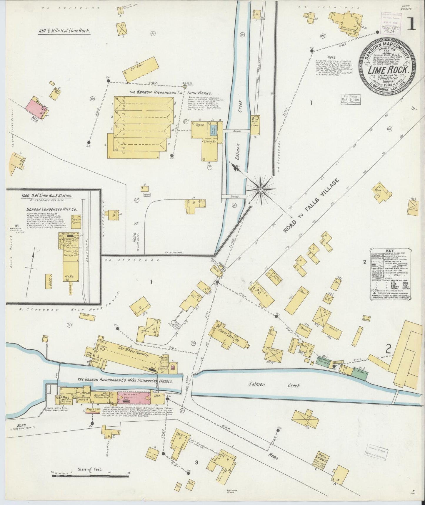Sanborn Fire Insurance Map from Lime Rock, Litchfield County, Connecticut (1904), Sheet #0001 - Complete Map Set gallery image, historic Sanborn map, vintage wall art, Connecticut Connecticut