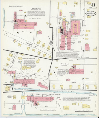 Sanborn Fire Insurance Map from Burlington, Alamance County, North Carolina (1913), Sheet #0011 - Historic Sanborn Fire Insurance Map Print, vintage old map wall art, antique decor, genealogy gift, North Carolina North Carolina map