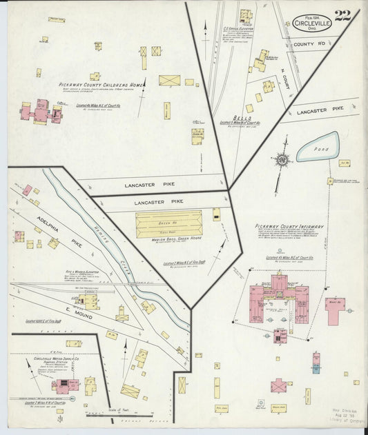 Sanborn Fire Insurance Map from Circleville, Pickaway County, Ohio (1914), Sheet #0022 - Historic Sanborn Fire Insurance Map Print, vintage old map wall art, antique decor, genealogy gift, Ohio Ohio map