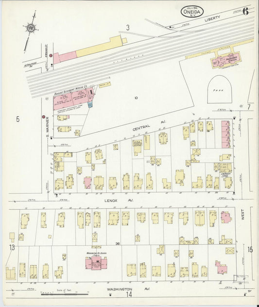 Sanborn Fire Insurance Map from Oneida, Madison County, New York (1914), Sheet #0006 - Historic Sanborn Fire Insurance Map Print, vintage old map wall art, antique decor, genealogy gift, New York New York map