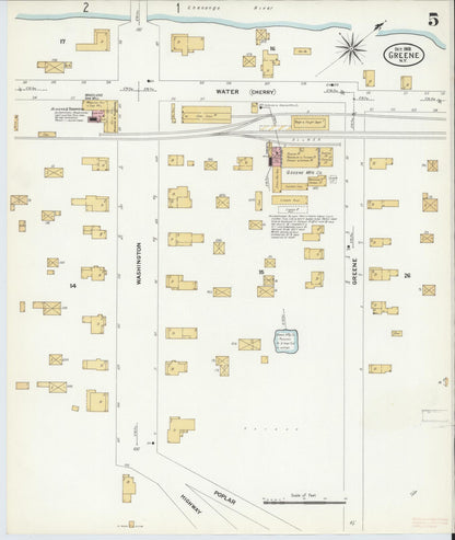 Sanborn Fire Insurance Map from Greene, Chenango County, New York (1908), Sheet #0005 - Historic Sanborn Fire Insurance Map Print, vintage old map wall art, antique decor, genealogy gift, New York New York map