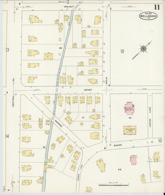 Sanborn Fire Insurance Map from Wellsboro, Tioga County, Pennsylvania (1910), Sheet #0011 - Historic Sanborn Fire Insurance Map Print, vintage old map wall art, antique decor, genealogy gift, Pennsylvania Pennsylvania map