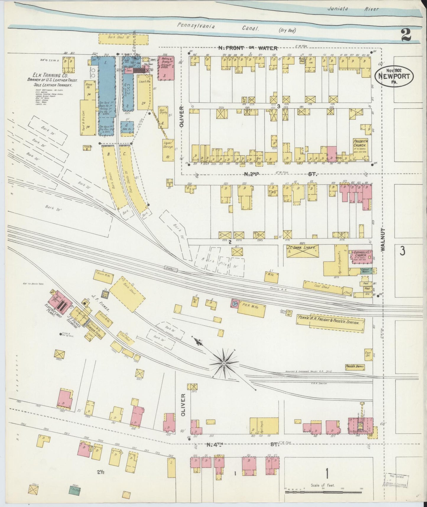 Sanborn Fire Insurance Map from Newport, Perry County, Pennsylvania (1902), Sheet #0002 - Complete Map Set gallery image, historic Sanborn map, vintage wall art, Pennsylvania Pennsylvania