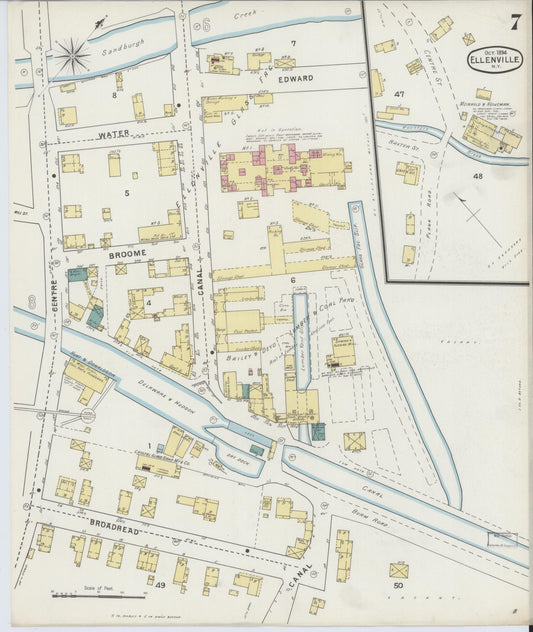 Sanborn Fire Insurance Map from Ellenville, Ulster County, New York (1894), Sheet #0007 - Historic Sanborn Fire Insurance Map Print, vintage old map wall art, antique decor, genealogy gift, New York New York map