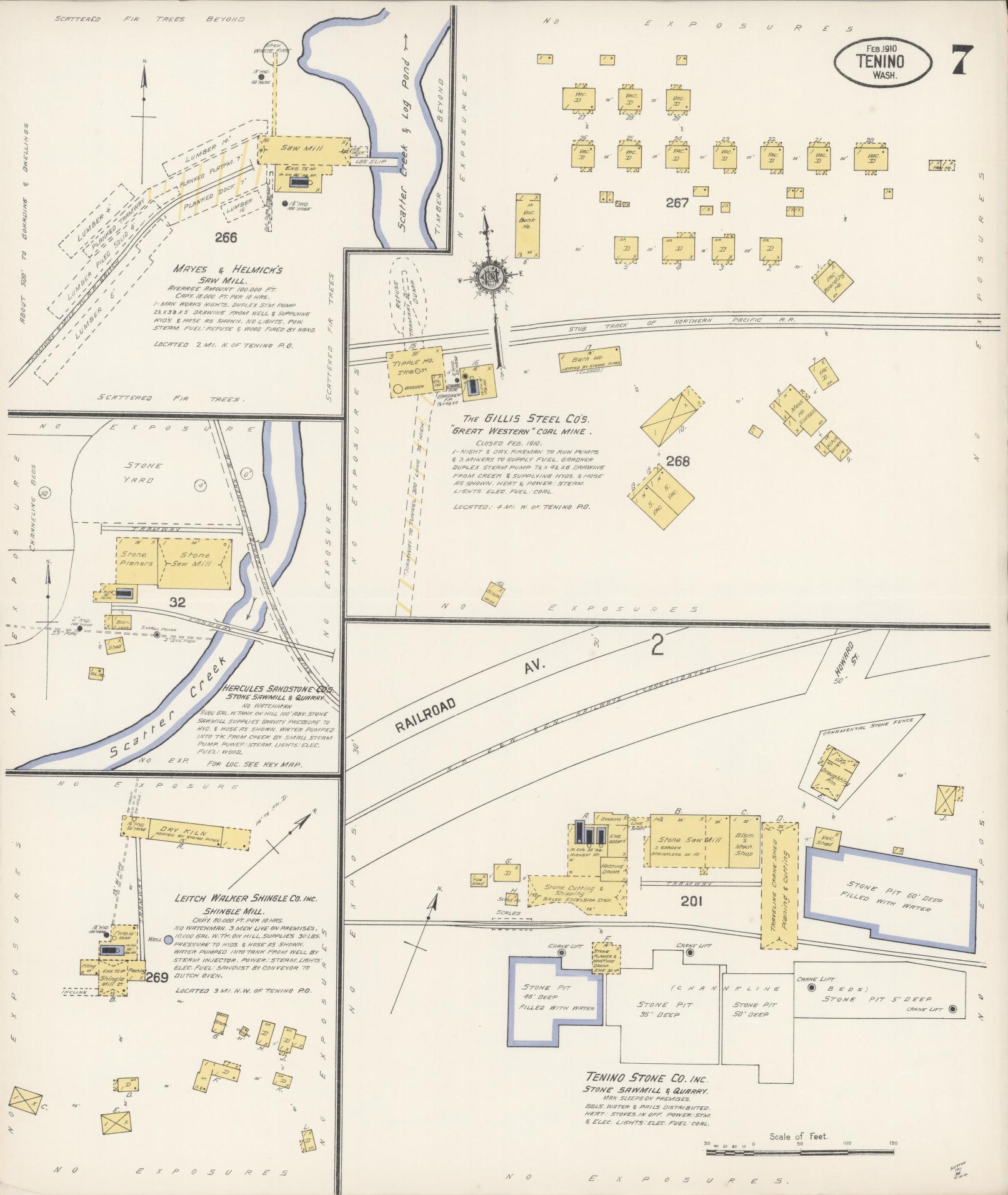 Sanborn Fire Insurance Map from Tenino, Thurston County, Washington (1910), Sheet #0007 - Historic Sanborn Fire Insurance Map Print, vintage old map wall art, antique decor, genealogy gift, Washington Washington map