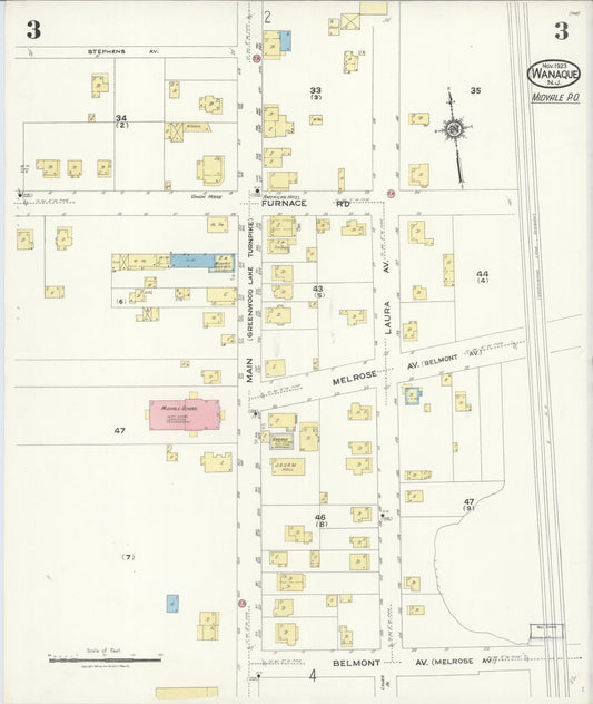 Sanborn Fire Insurance Map from Wanaque, Passaic County, New Jersey (1923), Sheet #0003 - Historic Sanborn Fire Insurance Map Print, vintage old map wall art, antique decor, genealogy gift, New Jersey New Jersey map