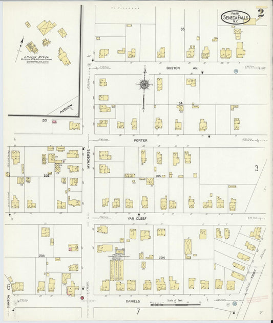 Sanborn Fire Insurance Map from Seneca Falls, Seneca County, New York (1911), Sheet #0002 - Historic Sanborn Fire Insurance Map Print, vintage old map wall art, antique decor, genealogy gift, New York New York map