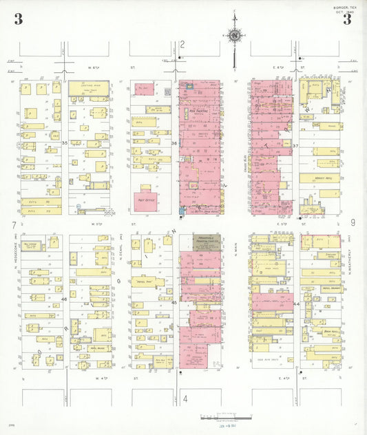 Sanborn Fire Insurance Map from Borger, Hutchinson County, Texas (1940), Sheet #0003 - Historic Sanborn Fire Insurance Map Print, vintage old map wall art, antique decor, genealogy gift, Texas Texas map