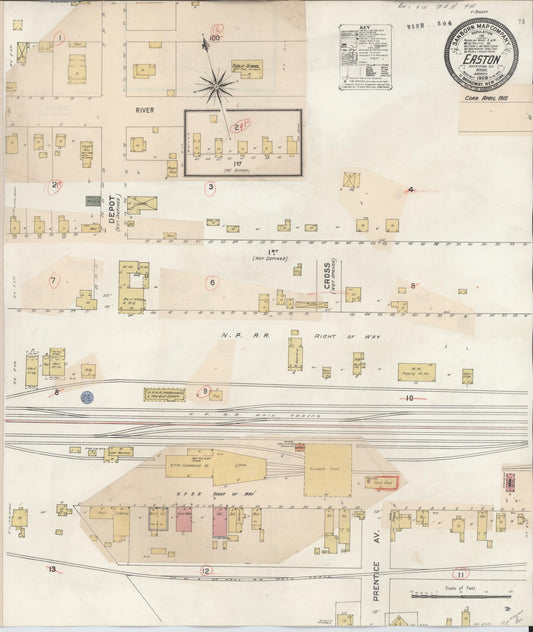 Sanborn Fire Insurance Map from Easton, Kittitas County, Washington (1915), Sheet #0001 - Historic Sanborn Fire Insurance Map Print, vintage old map wall art, antique decor, genealogy gift, Washington Washington map
