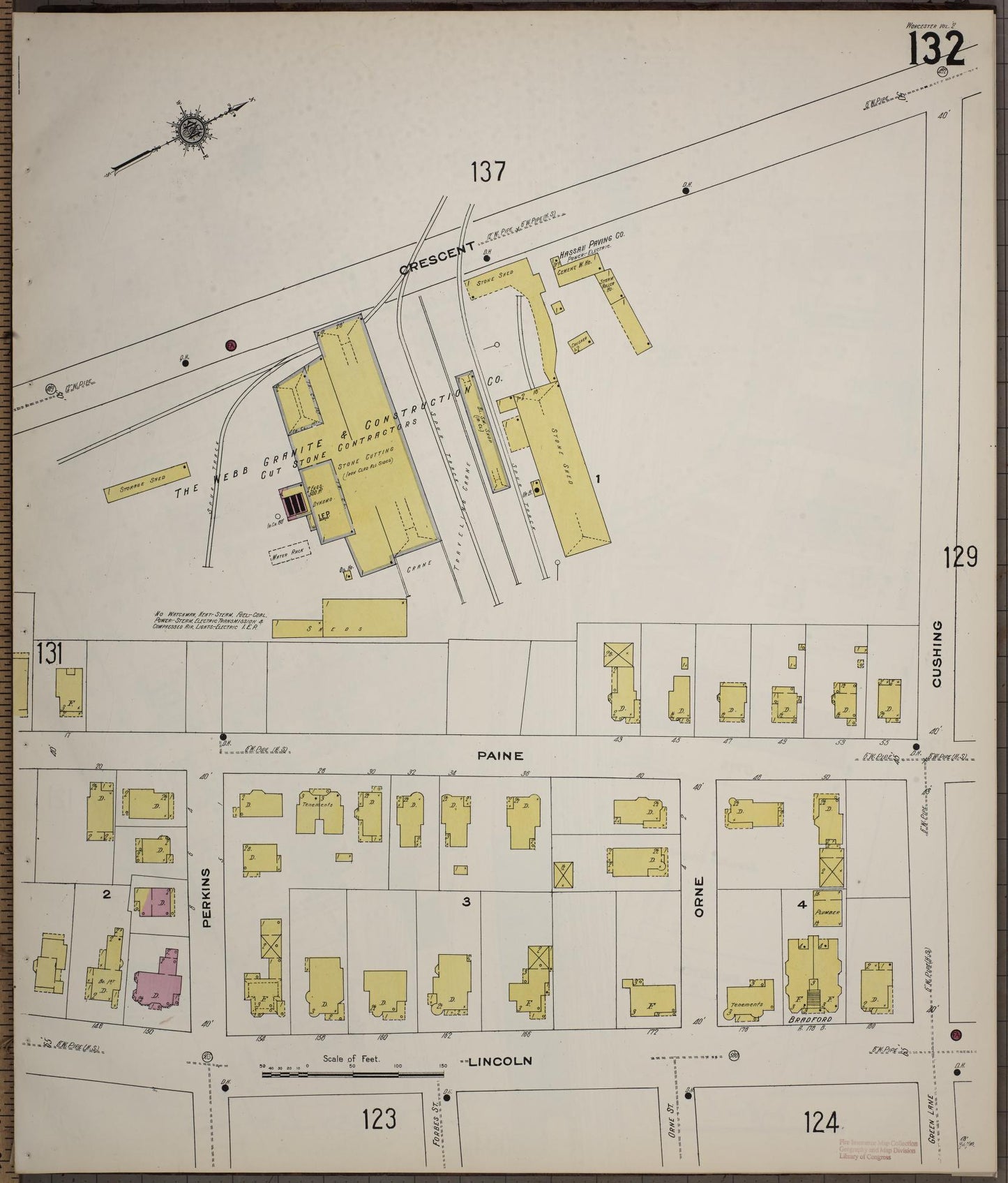 Sanborn Fire Insurance Map from Worcester, Worcester County, Massachusetts (1910), Sheet #0132 - Complete Map Set gallery image, historic Sanborn map, vintage wall art, Massachusetts Massachusetts