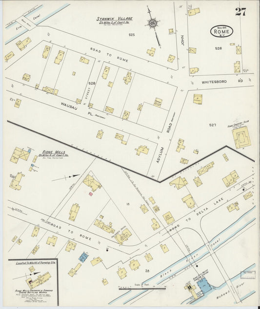 Sanborn Fire Insurance Map from Rome, Oneida County, New York (1914), Sheet #0027 - Historic Sanborn Fire Insurance Map Print, vintage old map wall art, antique decor, genealogy gift, New York New York map