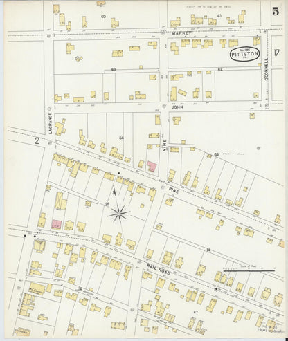 Sanborn Fire Insurance Map from Pittston, Luzerne County, Pennsylvania (1896), Sheet #0005 - Historic Sanborn Fire Insurance Map Print, vintage old map wall art, antique decor, genealogy gift, Pennsylvania Pennsylvania map