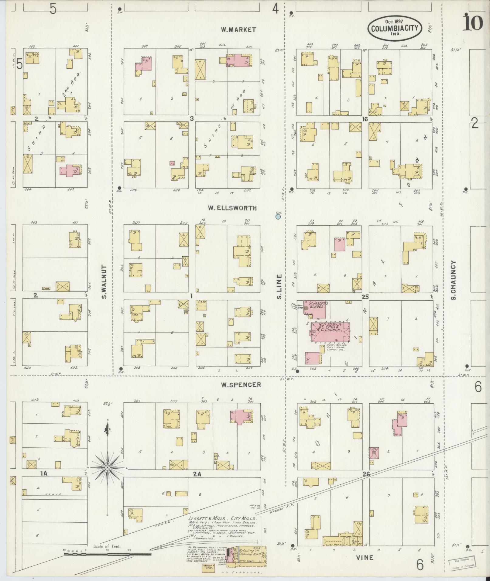 Sanborn Fire Insurance Map from Columbia City, Whitley County, Indiana (1897), Sheet #0010 - Complete Map Set gallery image, historic Sanborn map, vintage wall art, Indiana Indiana