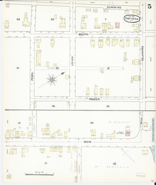 Sanborn Fire Insurance Map from Smyrna, Kent County, Delaware (1891), Sheet #0005 - Historic Sanborn Fire Insurance Map Print, vintage old map wall art, antique decor, genealogy gift, Delaware Delaware map