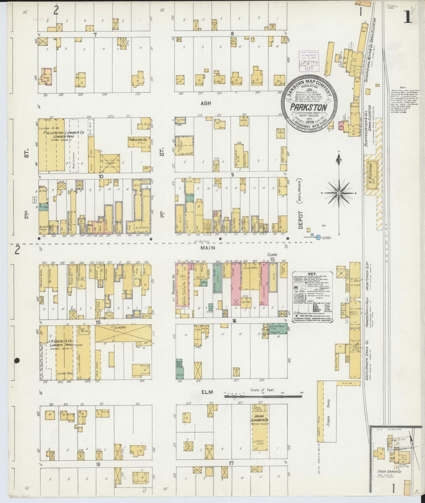 Sanborn Fire Insurance Map from Parkston, Hutchinson County, South Dakota (1904), Sheet #0001 - Complete Map Set gallery image, historic Sanborn map, vintage wall art, South Dakota South Dakota