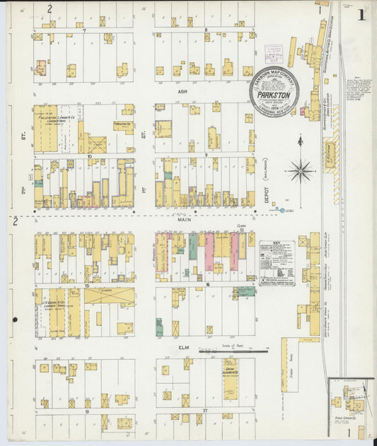 Sanborn Fire Insurance Map from Parkston, Hutchinson County, South Dakota (1904), Sheet #0001 - Complete Map Set gallery image, historic Sanborn map, vintage wall art, South Dakota South Dakota