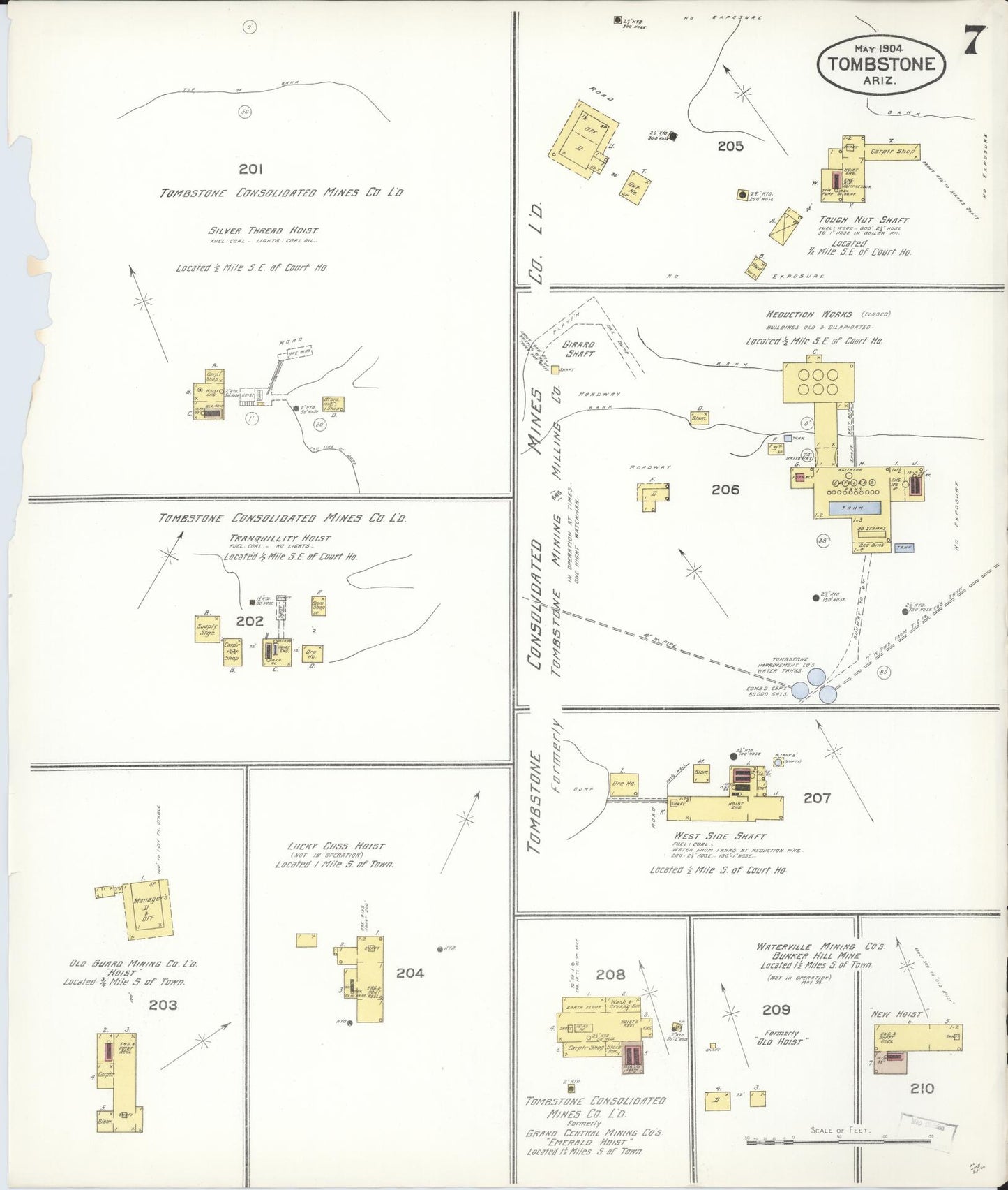 Sanborn Fire Insurance Map from Tombstone, Cochise County, Arizona (1904), Sheet #0007 - Complete Map Set gallery image, historic Sanborn map, vintage wall art, Arizona Arizona