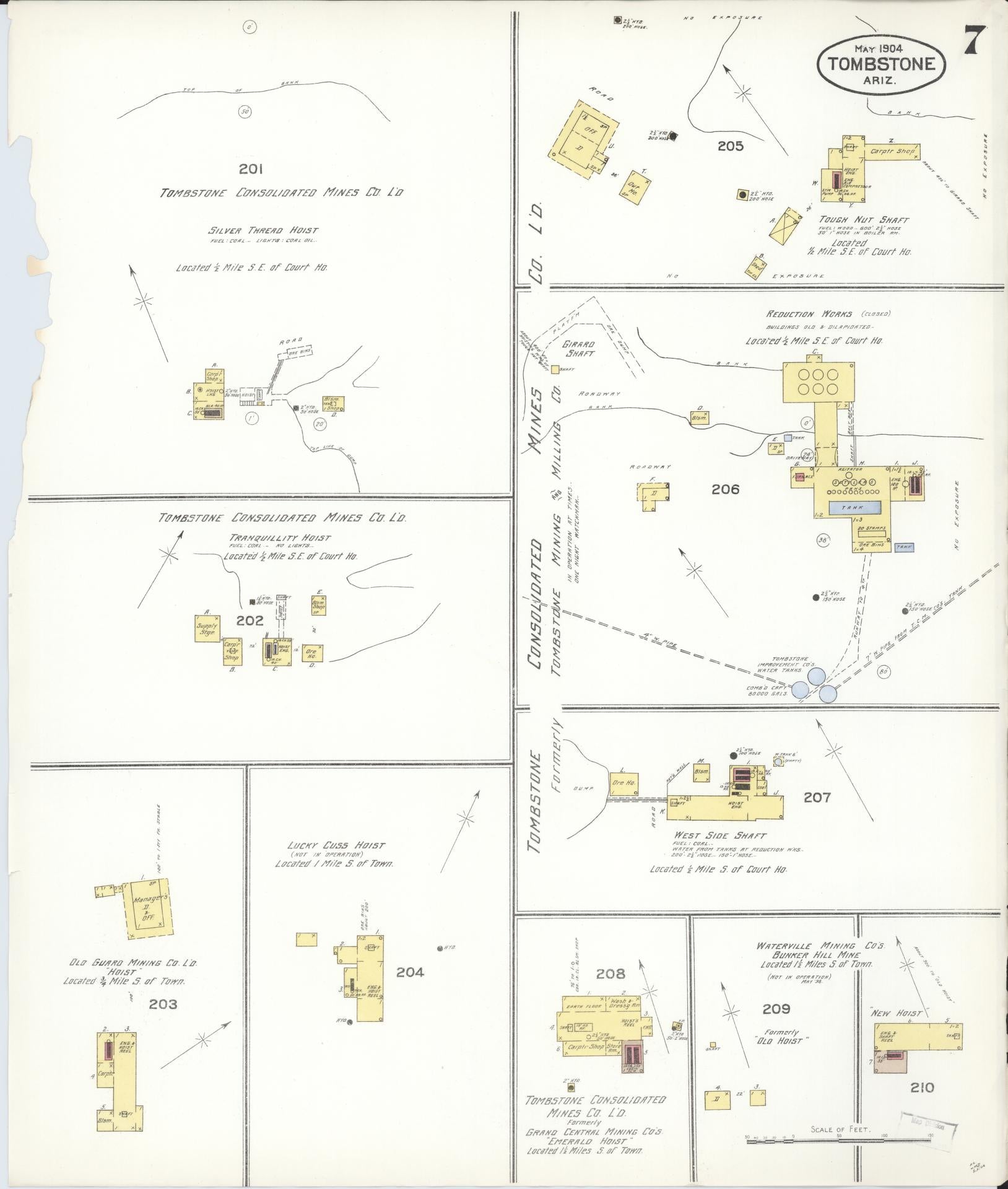 Sanborn Fire Insurance Map from Tombstone, Cochise County, Arizona (1904), Sheet #0007 - Complete Map Set gallery image, historic Sanborn map, vintage wall art, Arizona Arizona