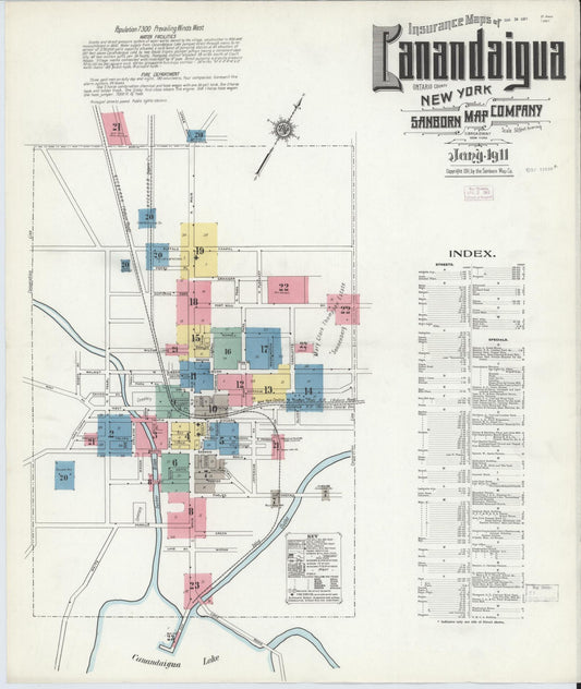 Sanborn Fire Insurance Map from Canandaigua, Ontario County, New York. (1911) – Historic Sanborn Fire Insurance Map Print