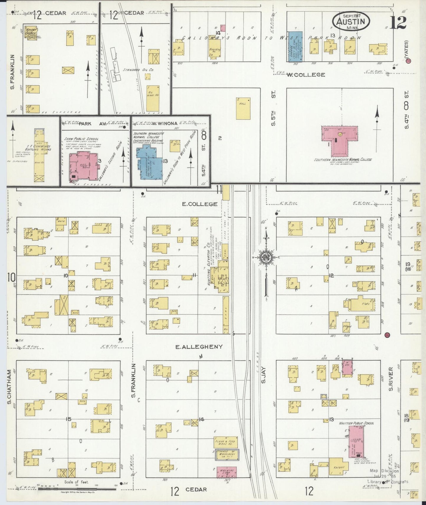 Sanborn Fire Insurance Map from Austin, Mower County, Minnesota (1917), Sheet #0012 - Historic Sanborn Fire Insurance Map Print, vintage old map wall art, antique decor, genealogy gift, Minnesota Minnesota map