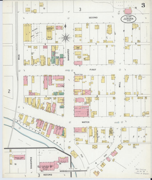 Sanborn Fire Insurance Map from Jordan, Scott County, Minnesota (1899), Sheet #0003 - Historic Sanborn Fire Insurance Map Print, vintage old map wall art, antique decor, genealogy gift, Minnesota Minnesota map