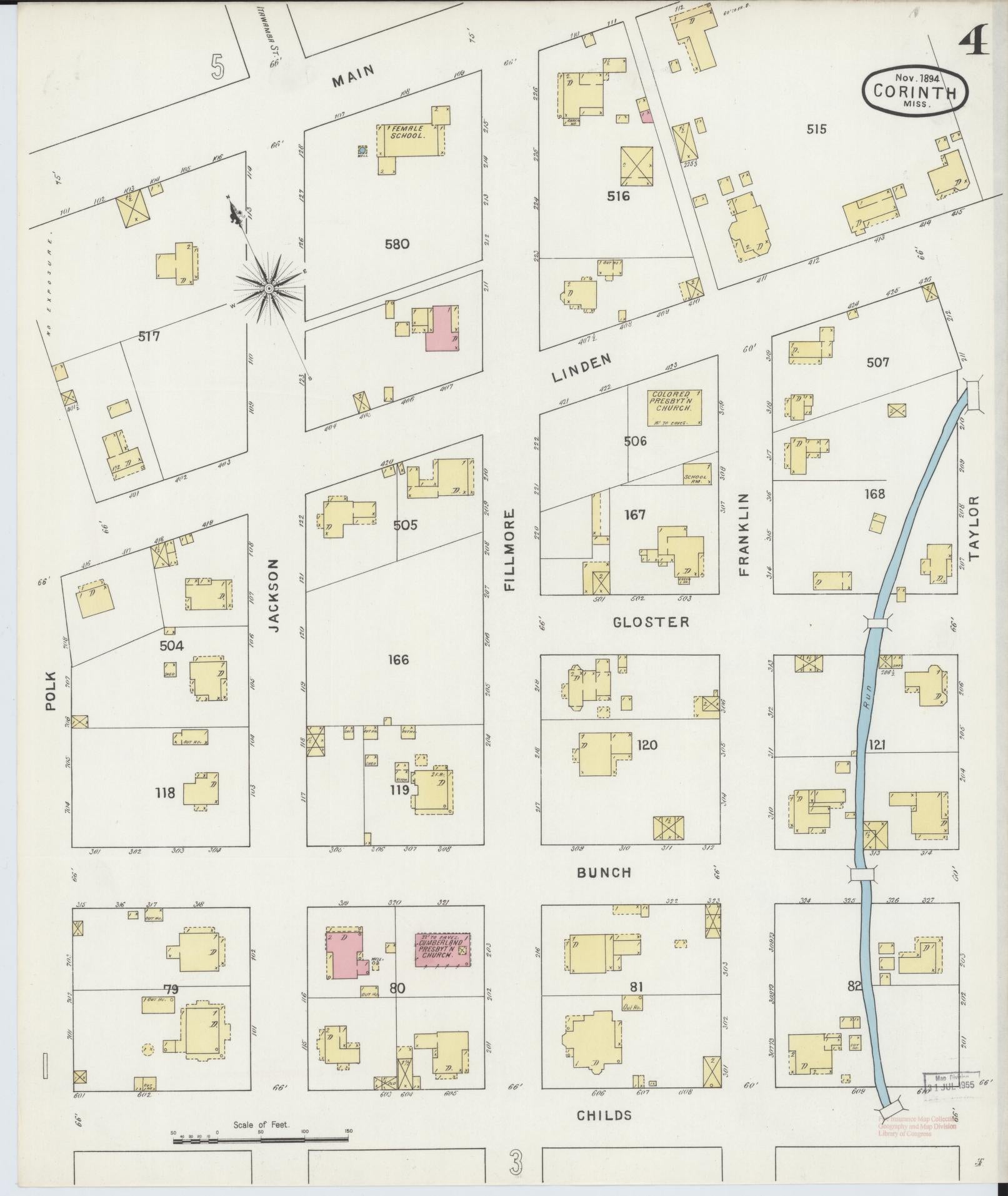 Sanborn Fire Insurance Map from Corinth, Alcorn County, Mississippi (1894), Sheet #0004 - Complete Map Set gallery image, historic Sanborn map, vintage wall art, Mississippi Mississippi