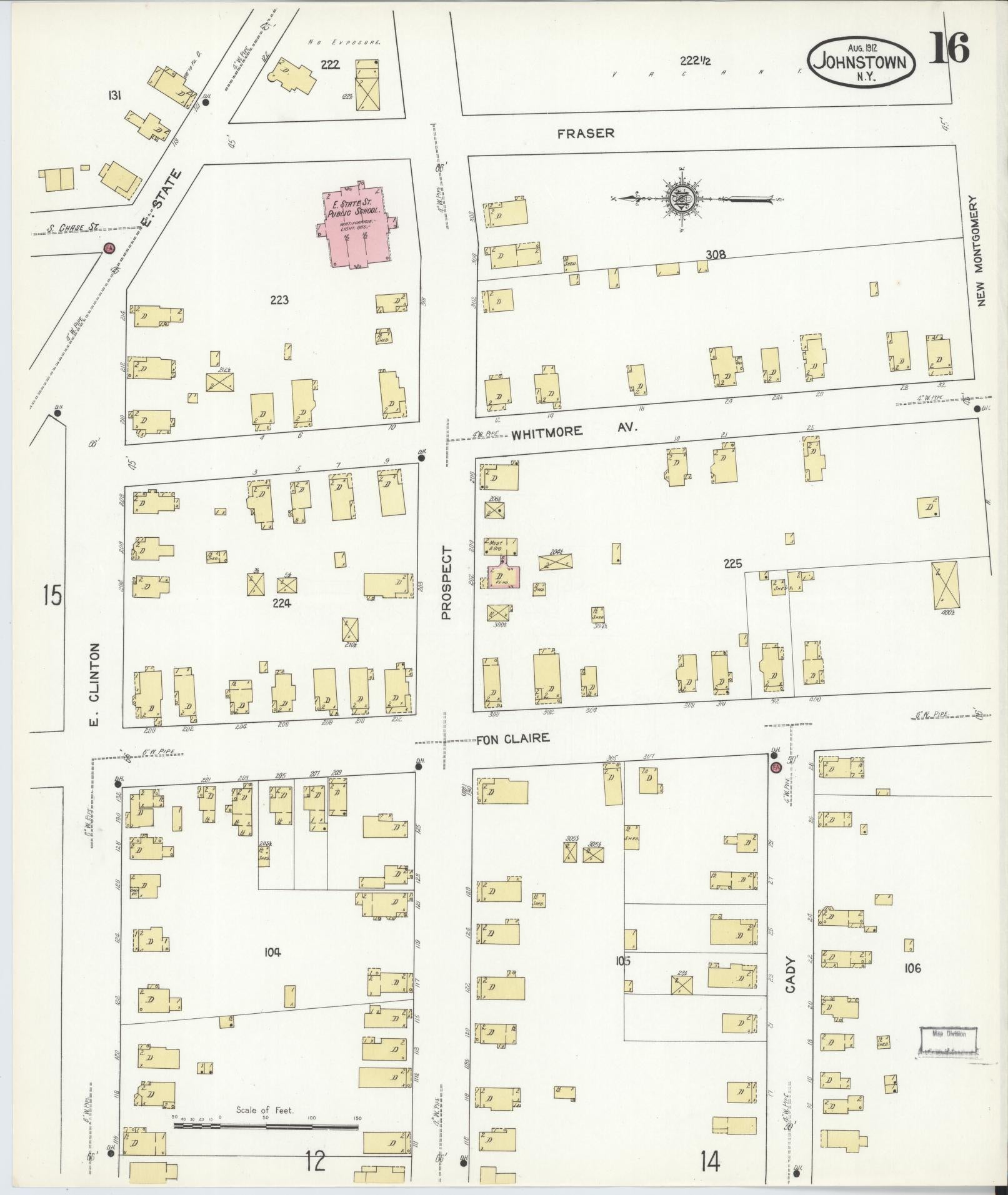 Sanborn Fire Insurance Map from Johnstown, Fulton County, New York (1912), Sheet #0016 - Complete Map Set gallery image, historic Sanborn map, vintage wall art, New York New York