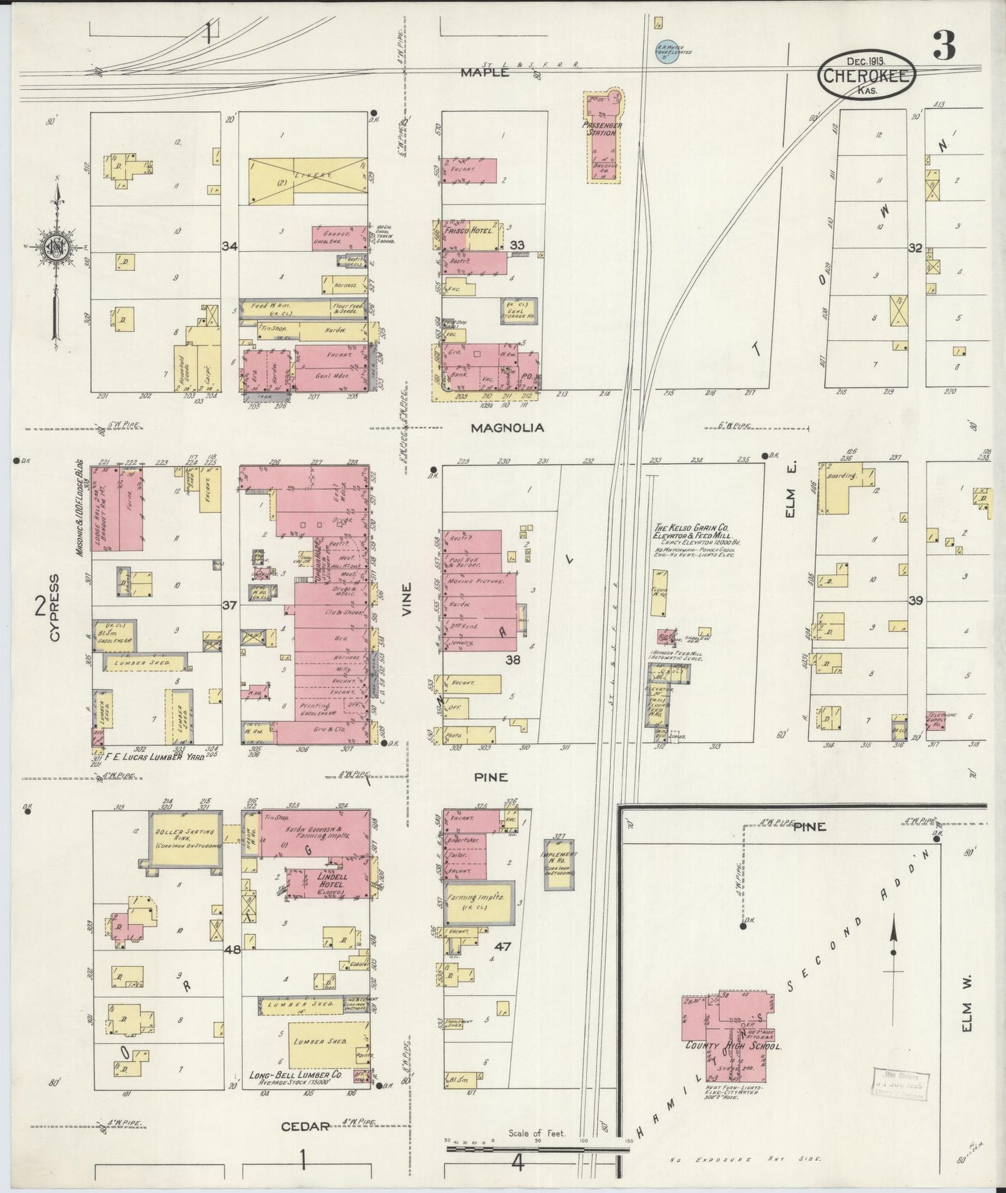 Sanborn Fire Insurance Map from Cherokee, Crawford County, Kansas (1913), Sheet #0003 - Complete Map Set gallery image, historic Sanborn map, vintage wall art, Kansas Kansas