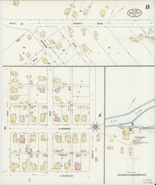 Sanborn Fire Insurance Map from Delphi, Carroll County, Indiana (1906), Sheet #0008 - Historic Sanborn Fire Insurance Map Print, vintage old map wall art, antique decor, genealogy gift, Indiana Indiana map