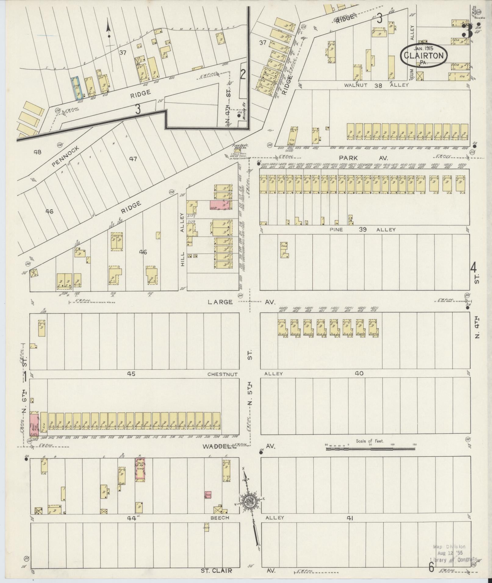 Sanborn Fire Insurance Map from Clairton, Allegheny County, Pennsylvania (1915), Sheet #0003 - Historic Sanborn Fire Insurance Map Print, vintage old map wall art, antique decor, genealogy gift, Pennsylvania Pennsylvania map