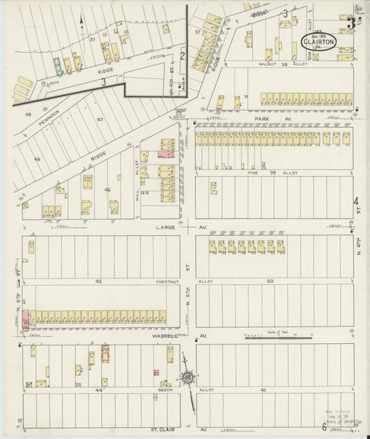 Sanborn Fire Insurance Map from Clairton, Allegheny County, Pennsylvania (1915), Sheet #0003 - Historic Sanborn Fire Insurance Map Print, vintage old map wall art, antique decor, genealogy gift, Pennsylvania Pennsylvania map