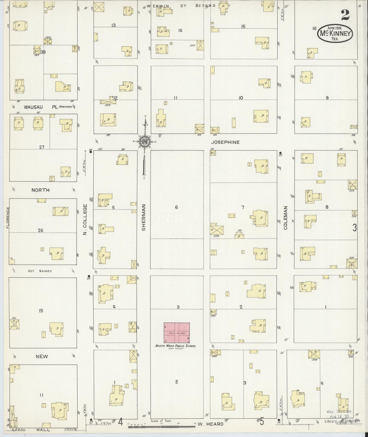 Sanborn Fire Insurance Map from McKinney, Collin County, Texas (1914), Sheet #0002 - Complete Map Set gallery image, historic Sanborn map, vintage wall art, Texas Texas
