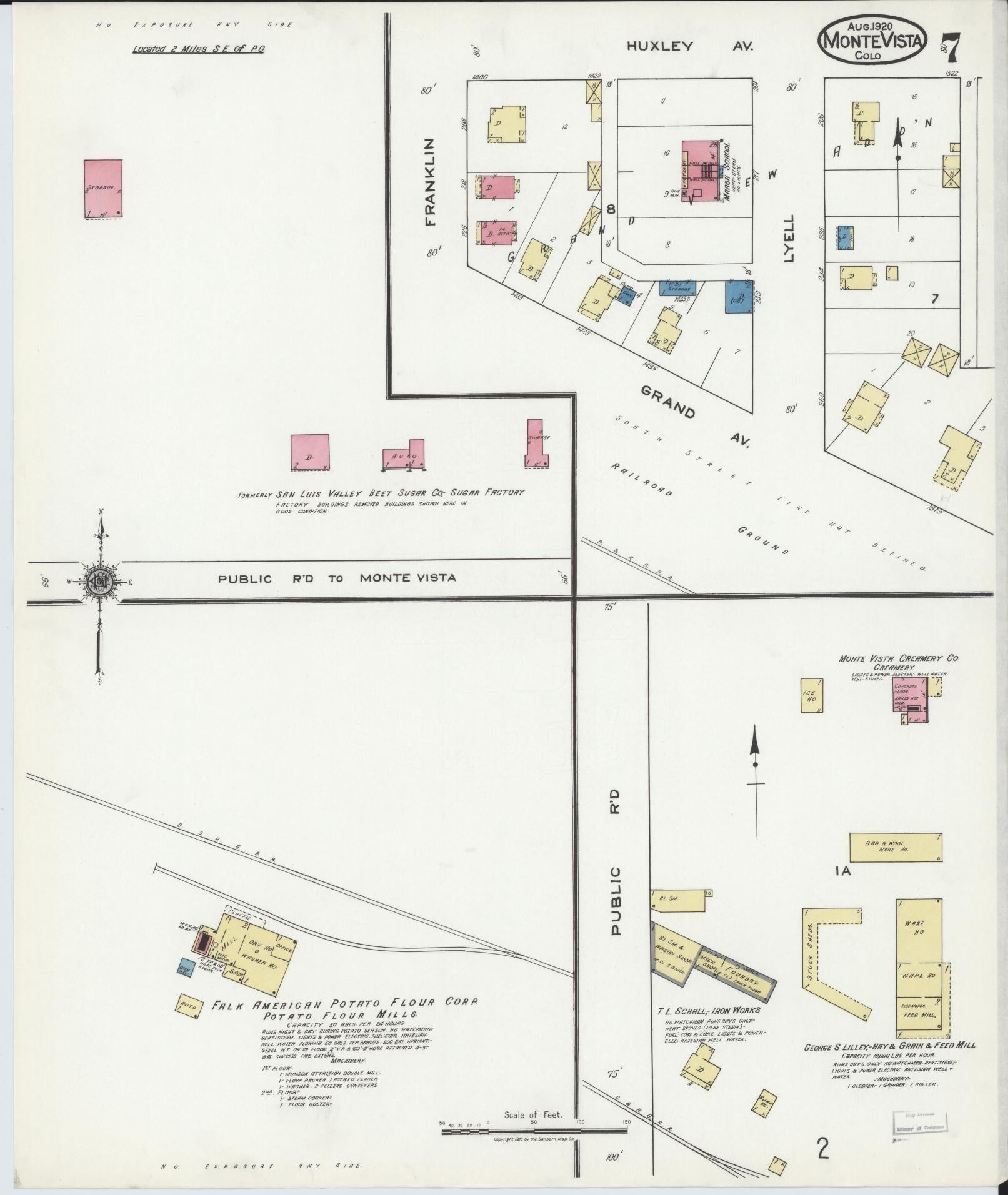 Sanborn Fire Insurance Map from Monte Vista, Rio Grande County, Colorado (1920), Sheet #0007 - Complete Map Set gallery image, historic Sanborn map, vintage wall art, Colorado Colorado
