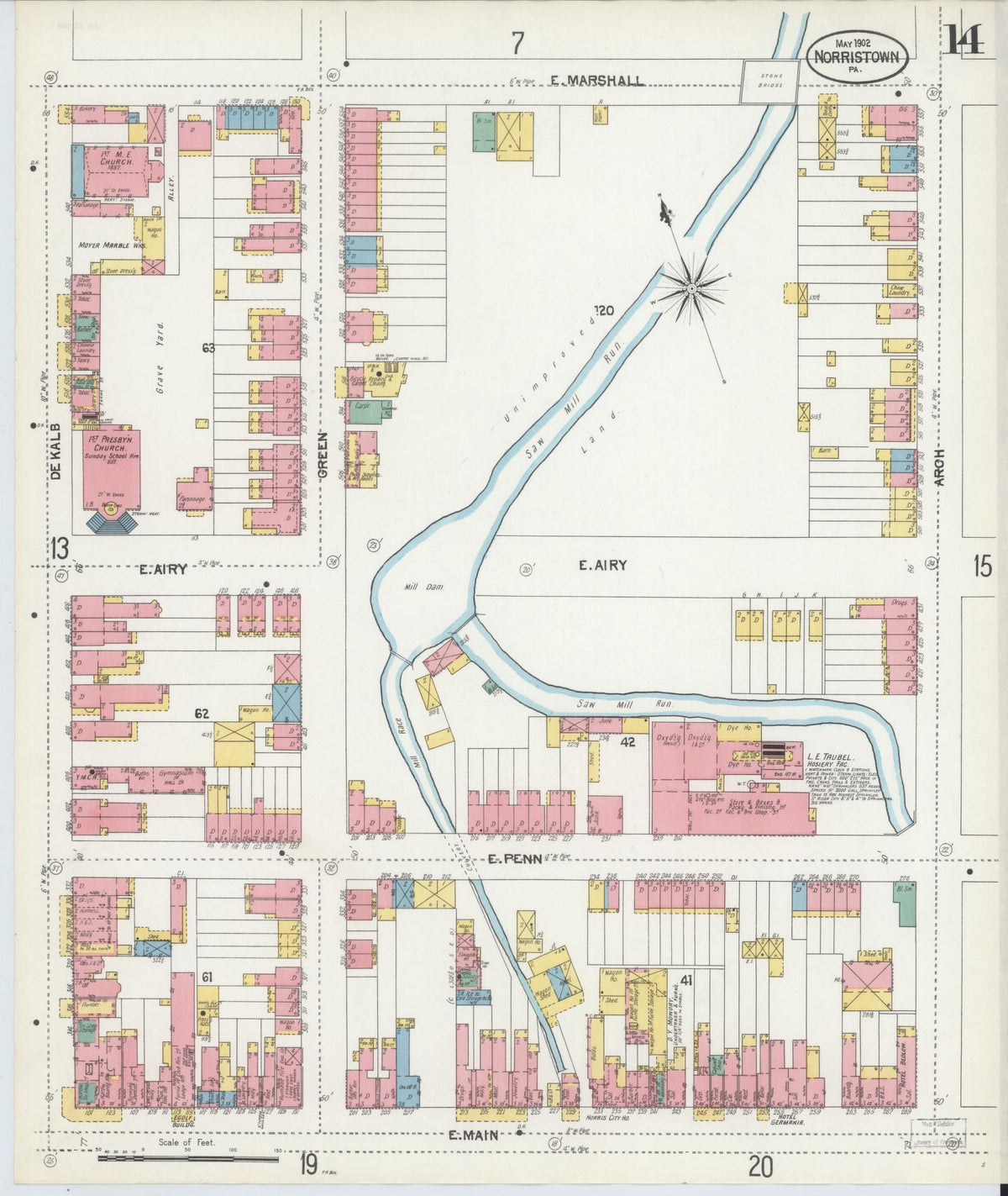 Sanborn Fire Insurance Map from Norristown, Montgomery County, Pennsylvania (1902), Sheet #0014 - Complete Map Set gallery image, historic Sanborn map, vintage wall art, Pennsylvania Pennsylvania
