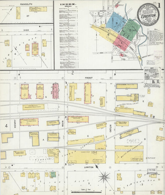 Sanborn Fire Insurance Map from Edgerton, Rock County, Wisconsin (1904), Sheet #0001 - Historic Sanborn Fire Insurance Map Print, vintage old map wall art, antique decor, genealogy gift, Wisconsin Wisconsin map
