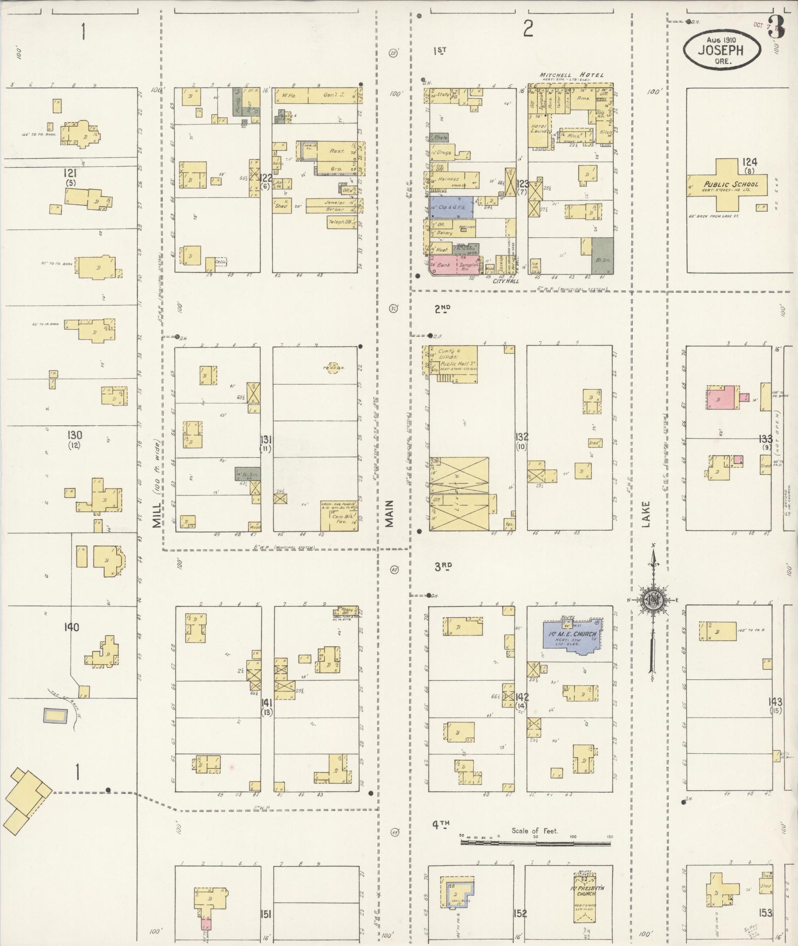 Sanborn Fire Insurance Map from Joseph, Wallowa County, Oregon (1910), Sheet #0003 - Complete Map Set gallery image, historic Sanborn map, vintage wall art, Oregon Oregon