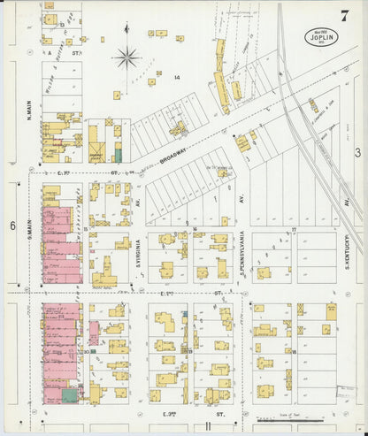 Sanborn Fire Insurance Map from Joplin, Jasper County, Missouri (1900), Sheet #0007 - Complete Map Set gallery image, historic Sanborn map, vintage wall art, Missouri Missouri