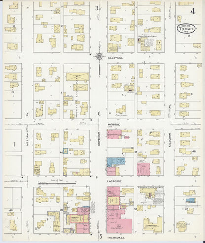 Sanborn Fire Insurance Map from Tomah, Monroe County, Wisconsin (1912), Sheet #0004 - Complete Map Set gallery image, historic Sanborn map, vintage wall art, Wisconsin Wisconsin