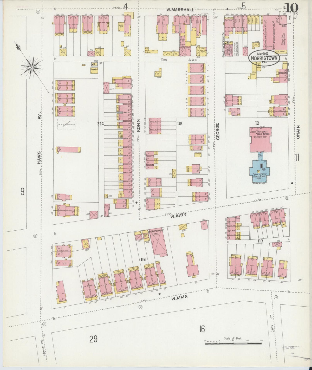 Sanborn Fire Insurance Map from Norristown, Montgomery County, Pennsylvania (1902), Sheet #0010 - Complete Map Set gallery image, historic Sanborn map, vintage wall art, Pennsylvania Pennsylvania