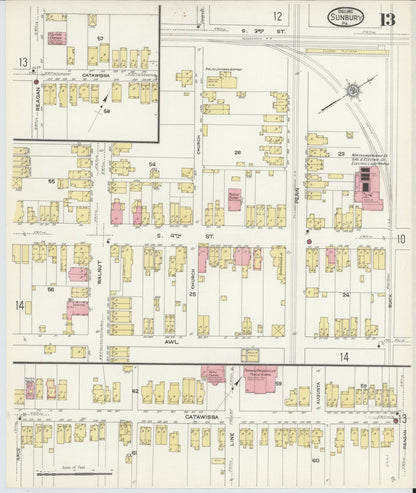 Sanborn Fire Insurance Map from Sunbury, Northumberland County, Pennsylvania (1912), Sheet #0013 - Complete Map Set gallery image, historic Sanborn map, vintage wall art, Pennsylvania Pennsylvania