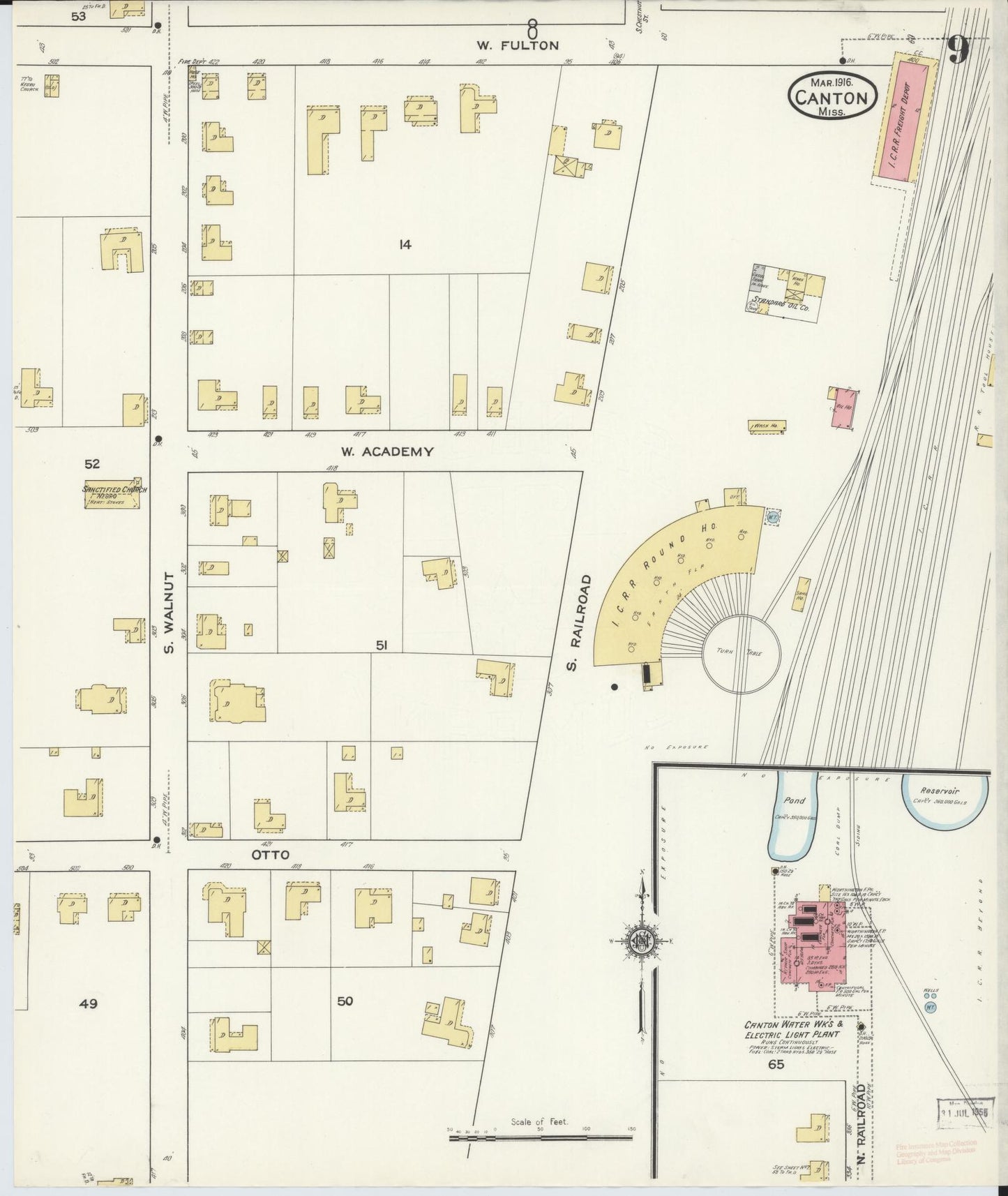 Sanborn Fire Insurance Map from Canton, Madison County, Mississippi (1916), Sheet #0009 - Complete Map Set gallery image, historic Sanborn map, vintage wall art, Mississippi Mississippi