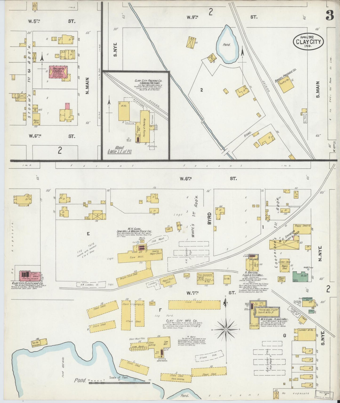 Sanborn Fire Insurance Map from Clay City, Clay County, Indiana (1902), Sheet #0003 - Complete Map Set gallery image, historic Sanborn map, vintage wall art, Indiana Indiana