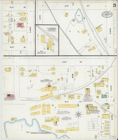 Sanborn Fire Insurance Map from Clay City, Clay County, Indiana (1902), Sheet #0003 - Complete Map Set gallery image, historic Sanborn map, vintage wall art, Indiana Indiana