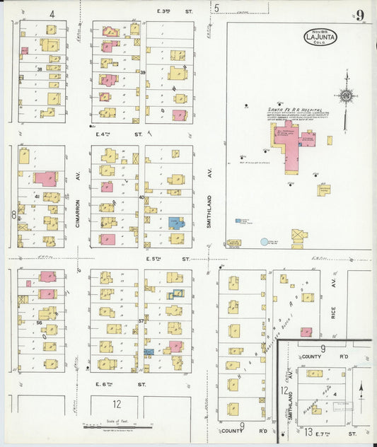 Sanborn Fire Insurance Map from La Junta, Otero County, Colorado (1919), Sheet #0009 - Historic Sanborn Fire Insurance Map Print, vintage old map wall art, antique decor, genealogy gift, Colorado Colorado map