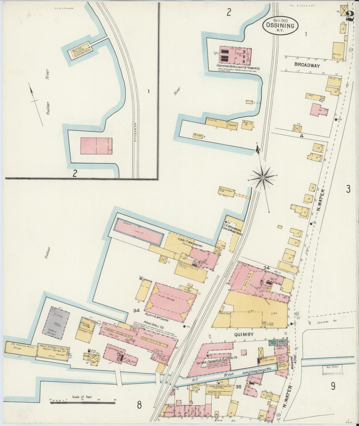 Sanborn Fire Insurance Map from Ossining, Westchester County, New York (1903), Sheet #0002 - Historic Sanborn Fire Insurance Map Print, vintage old map wall art, antique decor, genealogy gift, New York New York map