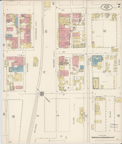 Sanborn Fire Insurance Map from Elko, Elko County, Nevada (1912), Sheet #0007 - Complete Map Set gallery image, historic Sanborn map, vintage wall art, Nevada Nevada