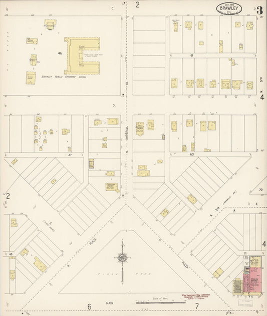 Sanborn Fire Insurance Map from Brawley, Imperial County, California (1916), Sheet #0003 - Historic Sanborn Fire Insurance Map Print, vintage old map wall art, antique decor, genealogy gift, California California map