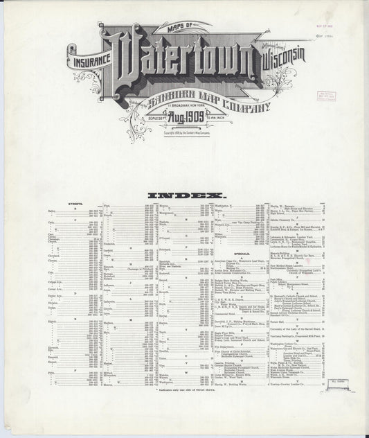 Watertown, Jefferson County, Wisconsin (1909) – Sanborn Fire Insurance Map – Map View
