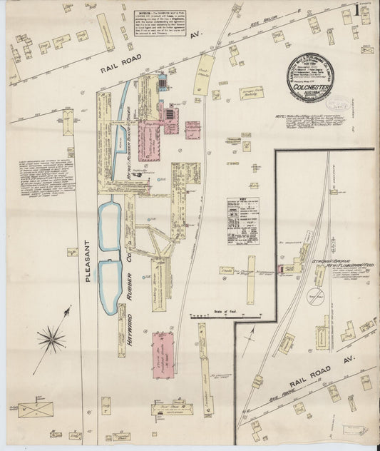 Sanborn Fire Insurance Map from Colchester, New London County, Connecticut (1884), Sheet #0001 - Complete Map Set gallery image, historic Sanborn map, vintage wall art, Connecticut Connecticut
